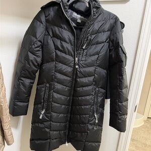 Eddie Bauer Black Quilted Jacket with Faux Fur Lining